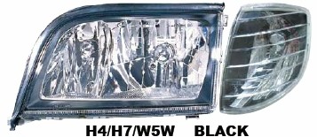  Фары передние Л+П (КОМПЛЕКТ) ТЮНИНГ прозрачные хрустальные + указатель поворота внутри черные для  MERCEDES S-класс W140 SEDAN (93-98)