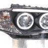  Фары передние Л+П (КОМПЛЕКТ) ТЮНИНГ линзованные с 2мя светящимися ободками (SONAR) внутри черные для  BMW 1xx E87 (03-)