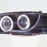  Фары передние Л+П (КОМПЛЕКТ) ТЮНИНГ линзованные с 2мя светящимися ободками , литые с указателем поворота (SONAR) внутри черные для  SUBARU IMPREZA (93-01)