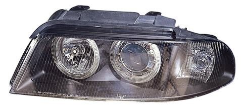  Фары передние Л+П (КОМПЛЕКТ) ТЮНИНГ (КСЕНОН) под корректор линзованные с 2мя светящимися ободками внутри черные для  AUDI A4 (99-01)