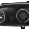  Фары передние Л+П (КОМПЛЕКТ) ТЮНИНГ со светящимся ободком линзованные EAGLE EYES внутри черные для  VW GOLF III (91-97)