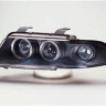  Фары передние Л+П (КОМПЛЕКТ) ТЮНИНГ линзованные с 2мя светящимися ободками (SONAR) внутри черные для  AUDI A4 (99-01)