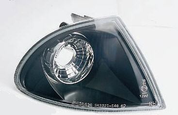  Указатели поворота угловые Л+П (КОМПЛЕКТ) (СЕДАН) ТЮНИНГ прозрачные (SONAR) внутри черные для  BMW 3xx E46 СЕДАН/УНИВЕРСАЛ (98-03)