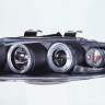  Фары передние Л+П (КОМПЛЕКТ) ТЮНИНГ линзованные с 2мя светящимися ободками (SONAR) внутри черные для  AUDI A4 (01-)
