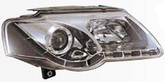  Фары передние Л+П (КОМПЛЕКТ) ТЮНИНГ (DEVIL EYES) линзованные с регулировочным мотором (SONAR) внутри хромированные для  VW PASSAT B6 (05-)
