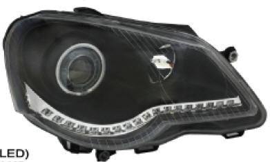  Фары передние Л+П (КОМПЛЕКТ) ТЮНИНГ (DEVIL EYES) со светящимся ободком ДИОД линзованные EAGLE EYES внутри черные для  VW POLO (01-)