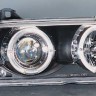  Фары с указателями поворота (КОМПЛЕКТ) ТЮНИНГ (СЕДАН) (compact) с 2мя светящимися ободками , литые с указателем поворота (SONAR) внутри черные для  BMW 3xx E36 (90-00)