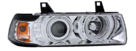  Фары с указателями поворота (КОМПЛЕКТ) ТЮНИНГ (СЕДАН) (compact) с 2мя светящимися ободками под корректор , литые с указателем поворота EAGLE EYES внутри хромированные для  BMW 3xx E36 (90-00)