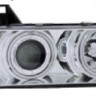  Фары с указателями поворота (КОМПЛЕКТ) ТЮНИНГ (СЕДАН) (compact) с 2мя светящимися ободками под корректор , литые с указателем поворота EAGLE EYES внутри хромированные для  BMW 3xx E36 (90-00)