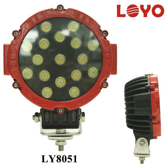Светодиодная LED фара LOYO RALLY 8051 ралли, 51 Ватт, красная, круглая, рабочий или дальний свет для внедорожников и грузовиков