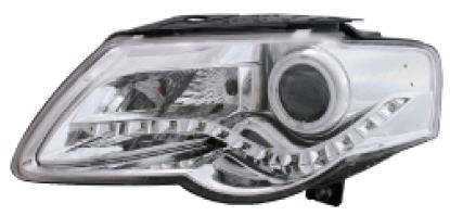 Фары передние Л+П (КОМПЛЕКТ) ТЮНИНГ (DEVIL EYES) со светящимся ободком регулировочный мотор линзованные EAGLE EYES внутри хромированные для  VW PASSAT B6 (05-)