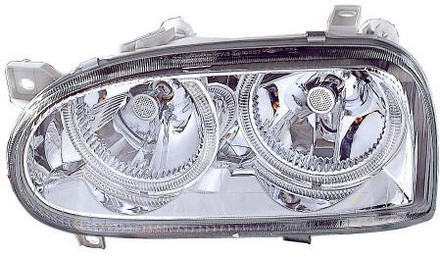  Фары передние Л+П (КОМПЛЕКТ) ТЮНИНГ со светящимся ободком (DEPO) внутри хромированные для  VW GOLF III (91-97)