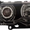  Фары с указателями поворота (КОМПЛЕКТ) ТЮНИНГ со светящимся ободком ХРУСТАЛ указатель поворота с регулировочным мотором EAGLE EYES внутри черные для  BMW 3xx E46 КУПЕ (98-06)
