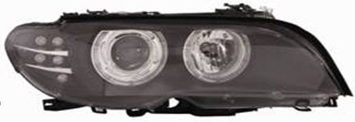  Фары передние Л+П (КОМПЛЕКТ) ТЮНИНГ (КСЕНОН) со светящимся ободком, с диодной подсветкой указатель поворота , регулировочный мотор внутри черные для  BMW 3xx E46 КУПЕ (98-06)