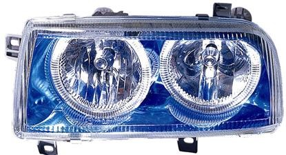  Фары передние Л+П (КОМПЛЕКТ) ТЮНИНГ прозрачные с 2мя светящимися ободками внутри синие для  VW VENTO (92-98)